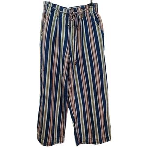 American Eagle Striped Wide Leg Cropped Elastic Waist Pant 2